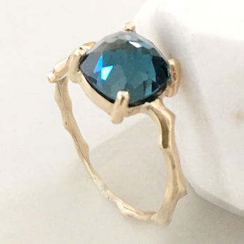 Twig Statement Ring In London Blue Topaz, 2 of 5