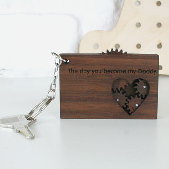 Personalised Wooden Gears And Cogs Keyring, 5 of 6