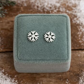 Sterling Silver Snowflake Stud Earrings, 2 of 8