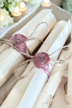 Handwritten Vintage Scroll With Twine And Pink Wax Seal, 4 of 7