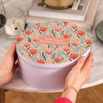 Personalised Grandma's Bakes Floral Cake Tin For Baking, 7 of 7