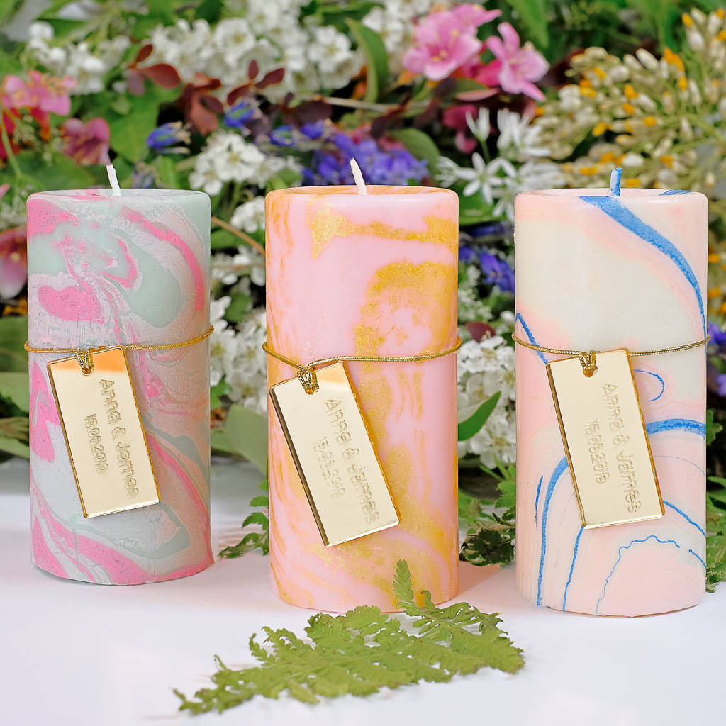 Hand Dipped Mini Marble Wedding Favour Candle By Flamingo Candles