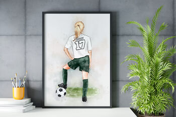 Girls Personalised Football Art Print, 2 of 7