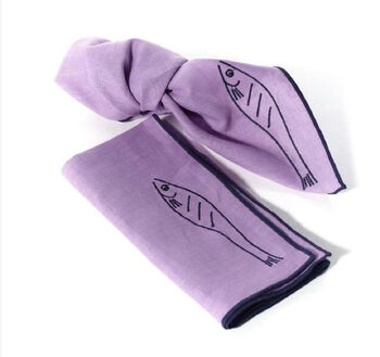 Set Of Two Fish Linen Embroidered Napkins, 2 of 2