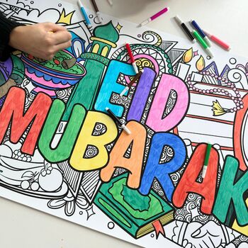 Eid Mubarak Giant Colouring Poster Banner One.4m, 2 of 8