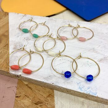 Minimal Glass Coloured Bead Hoop Earrings, 12 of 12