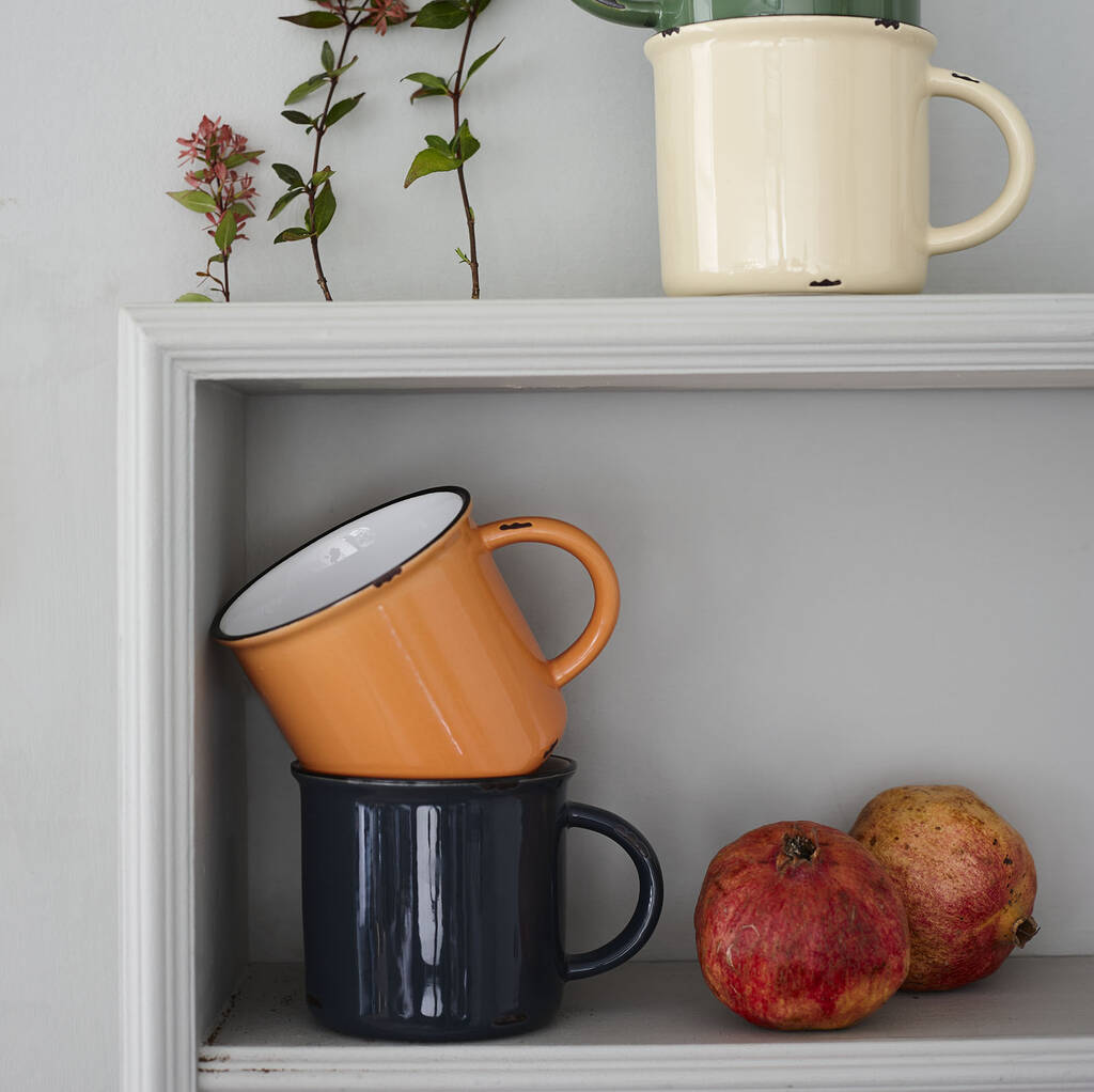 Tinware Mug Orange Set Of Four, 1 of 2