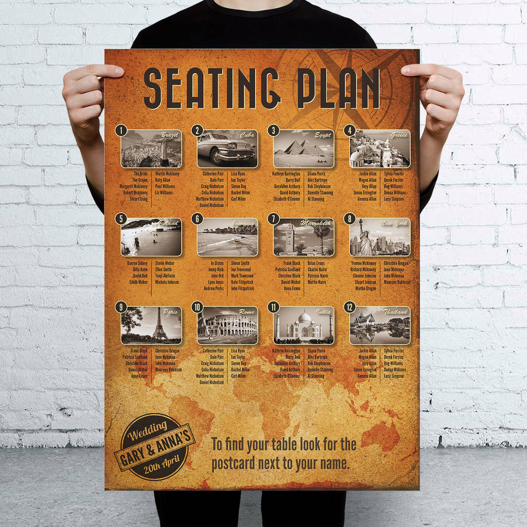 Travel Vintage Themed Wedding Seating Table Plan By Magik Moments