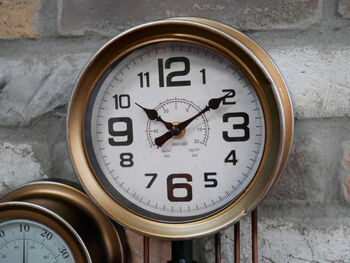 Industrial Pipe Wall Clock – Gold And Red Metal, 5 of 6