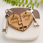 Personalised Jigsaw Heart Oak Keyring 'You Complete Me', thumbnail 1 of 7