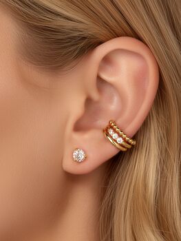 Women's Round Diamond Look Solitaire Stud Earrings In 18k Gold, 3 of 6