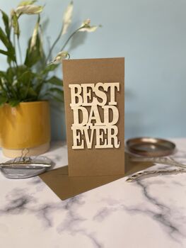 Best Dad Ever Wooden Words Keepsake Card, 2 of 6
