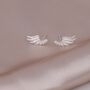 Sterling Silver Angel Wing Earrings Studs, thumbnail 2 of 3