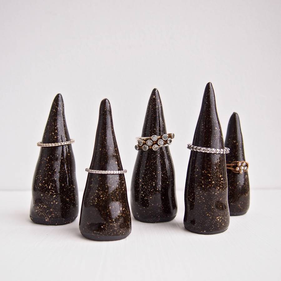 handmade glossy ceramic ring cones by