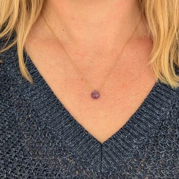 Amethyst Teardrop February Birthstone Necklace, Gold, 2 of 5