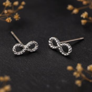 Sterling Silver Infinity Stud Earrings, 5 of 8