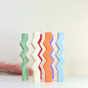 Colourful Zigzag Dinner Candles Wavy Candle, 5 of 6