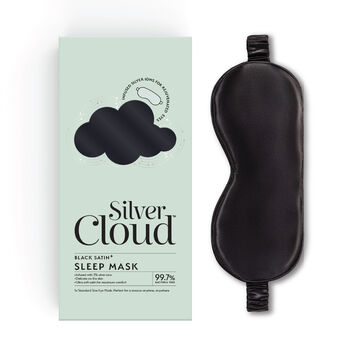 Silver Cloud Black Satin Sleep Eye Mask, 2 of 8