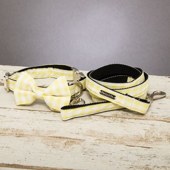 The Hampstead Yellow Dog Collar Bow Tie And Lead Set, 2 of 6