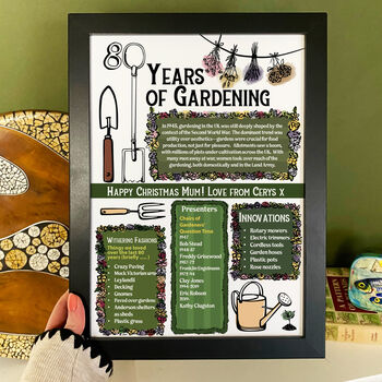 80th Birthday Gift For Gardeners Personalised Print, 5 of 9