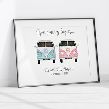 Personalised Wedding Print With Camper Vans, 2 of 7