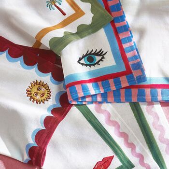 Set Of Four Embroidered Electric Coast Icon Napkins, 2 of 2