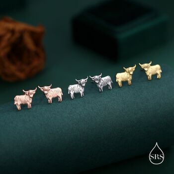 Sterling Silver Small Pair Of Highland Cow Stud Earrings, 5 of 11