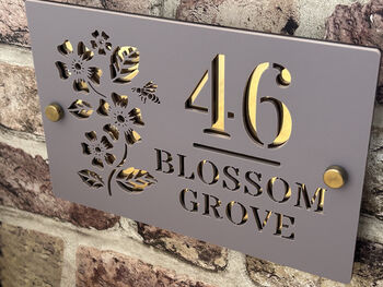 Personalised Blossom And Bee Design House Acrylic Number Sign, 2 of 3