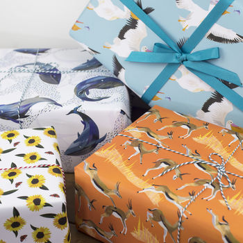 'Pelican Party' Luxury, Recycled Wrapping Paper Pack, 7 of 9