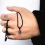 Silver Blue Lapis Lazuli Stainless Steel Pendant Necklace, thumbnail 10 of 12