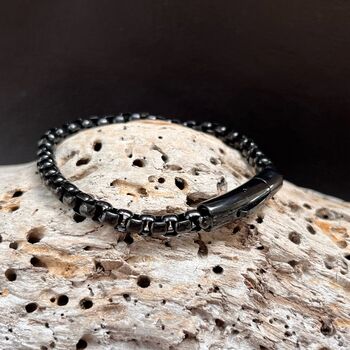 Grey Black Silver Titanium Steel Bracelet Gift For Him, 3 of 5