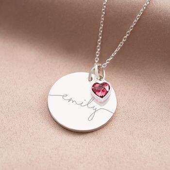 Large Esme And Heart Birthstone Name Necklace, 3 of 9