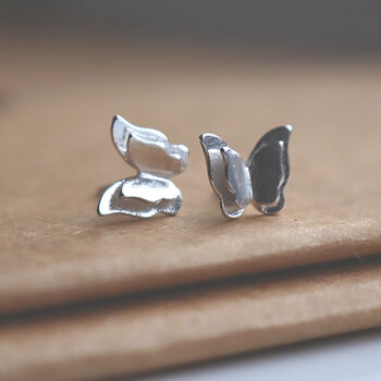 Butterfly Stud Earrings Solid Silver Nature Inspired, 3 of 3