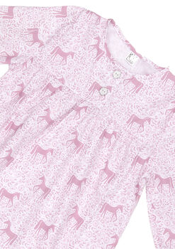 Girls Magical Unicorn Cotton Pyjama Set Pink Purple, 2 of 7