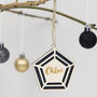 Geometric Personalised Name Christmas Bauble Decoration, thumbnail 2 of 3