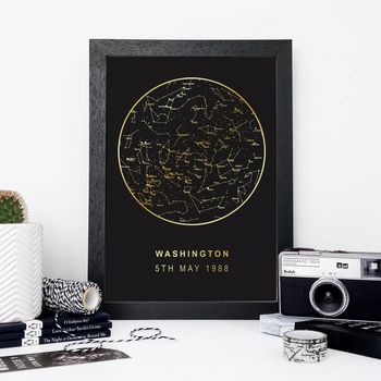 Personalised Metallic Star Map Print Romantic Gift, 3 of 10