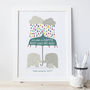 'You Make Us Happy' Elephant New Baby / Twins Print, thumbnail 1 of 10