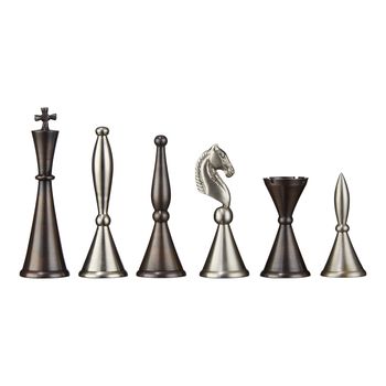 Art Deco Brass Chess Set, 4 of 6