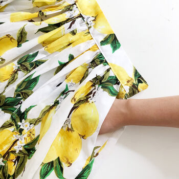 Lemon Print Cotton Midi Skirt, 2 of 7