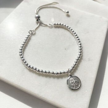 Sterling Silver St Christopher Ball Slider Bracelet, 3 of 5