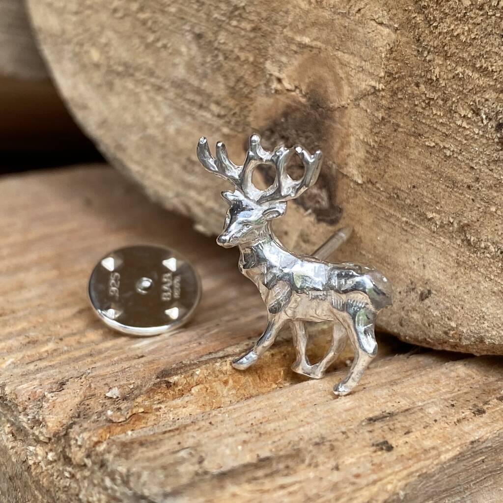 Stag Tie Or Lapel Pin Silver