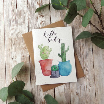 Hello Baby Cactus New Baby Card, 2 of 2