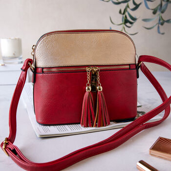Personalised Colour Block Bag In Red And Gold, 4 of 7