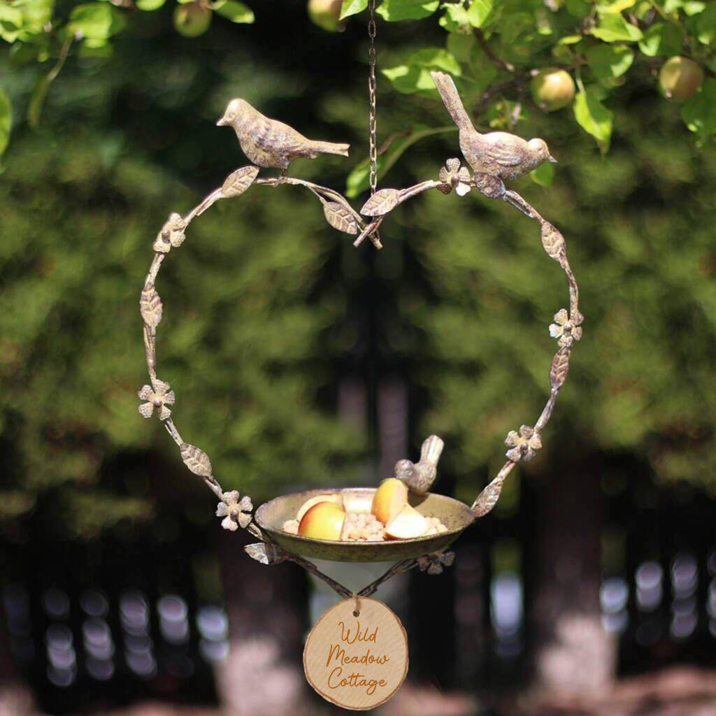 Personalised Garden Hanging Heart Bird Dish, 1 of 10