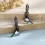 Magpie Enamel Huggie Hoop Earrings In Sterling Silver, thumbnail 1 of 10