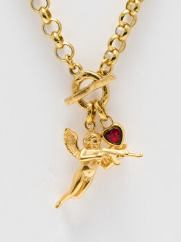 Angel Cherub Pendant Necklace Garnet, 11 of 12