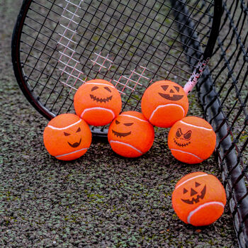 Six Spooky Pumpkin Halloween Tennis Balls, 2 of 9