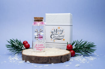 Personalised Christmas Tiny Keepsake Bottle Gift Pink And Silver, 3 of 3