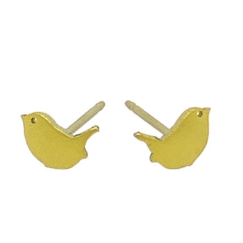 Hypoallergenic Yellow Titanium Wren Stud Earrings, 2 of 4