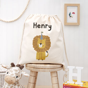 Personalised Lion Cotton Nursery Bag, 2 of 6
